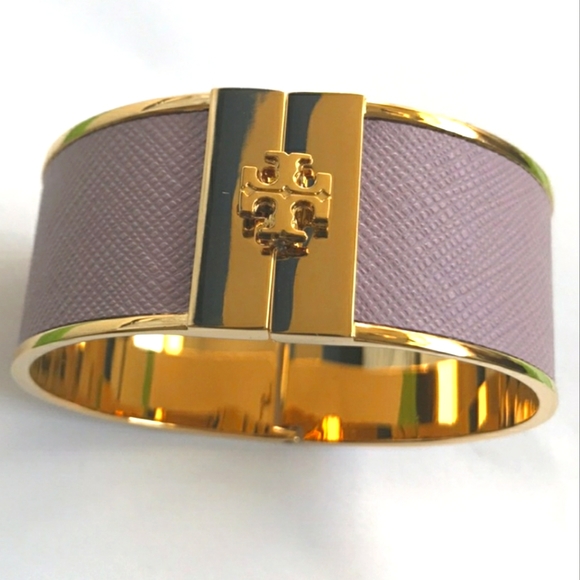 Tory Burch Jewelry - Tory💛Lilac&Gold💜bangle leather logo bracelet monogram bracelet leather